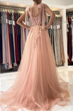 A line Pink Tulle Long Prom Dress, Evening Dress SJ211138