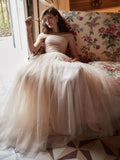 A-Line Off-The-Shoulder Tulle Long Prom Dress, Evening Dress SJ211202