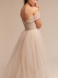 A-Line Off-The-Shoulder Tulle Long Prom Dress, Evening Dress SJ211202
