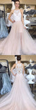 Pink Tulle White Lace Strapless Long Side Slit Prom Dress For Teens PDA548 | ballgownbridal
