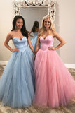 Pink blue tulle strapless long A-line sweet 16 prom dresses PDA559 | ballgownbridal