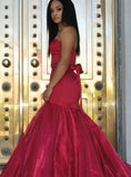 Pink Mermaid Satin Organza Strapless Prom Dress DF5468