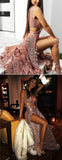 Sexy A-Line Sequin Side Slit Sleeveless Prom Dresses, Evening Dress SJ211173