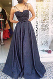 Sexy Prom Dresses Spaghetti Straps A-line Bowknot Long Beading Prom Dress PDA574 | ballgownbridal