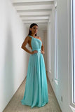 Simple Blue Chiffon One Shoulder Long Prom Dress PDA591 | ballgownbridal