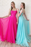 Simple Long Square Neckline Lace Up Open Back Prom Dress PDA553 | ballgownbridal