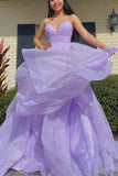 Spaghetti Straps V Neck Tulle Long Prom Dress With Ruffles SJ210915