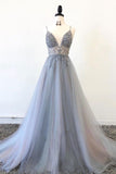 Sparkly Prom Dresses Aline Spaghetti Straps Long Grey Prom Dress Fashion Evening Dress PDA564 | ballgownbridal