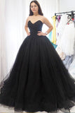 Sweetheart Black Tulle Long Strapless Prom Dress PDA546 | ballgownbridal