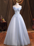 Shiny Sweetheart Lace AppliqueTulle Long Prom Dress, Evening Dress SJ211034