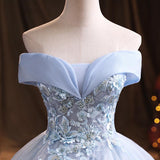 Shiny Sweetheart Lace AppliqueTulle Long Prom Dress, Evening Dress SJ211034