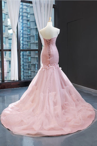 Fancy Sweetheart Tulle Mermaid Long Prom Dress, Evening Dress With Lace SJ210914