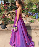 Unique Grape Spaghetti Straps Long Prom Dress Evening Dress PDA568 | ballgownbridal