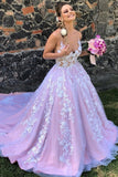 Gorgeous V Neck Backless White Lace Long Prom Dress, Evening Dress SJ211167