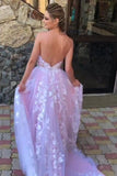 Gorgeous V Neck Backless White Lace Long Prom Dress, Evening Dress SJ211167