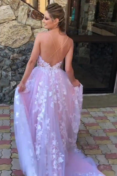 Gorgeous V Neck Backless White Lace Long Prom Dress, Evening Dress SJ211167