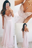 V-Neck Chiffon Beading Long Prom Dress With Appliques, Evening Dress SJ211026