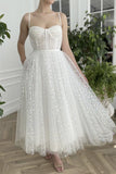 White A-Line Tulle Long Prom Dress, Homecoming Dress SJ211070