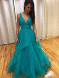 Simple V Neck Dusty Rose Long Prom Dresses with Straps, Long Prom Dresses 2020