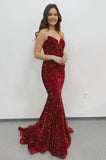 A-Line Buegundy V-Neck mermaid long Prom Dress, Evening Dress ZIK061