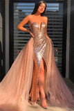 Sweetheart Sequins Beading Tulle Champagne Gown Prom Dress GN3156