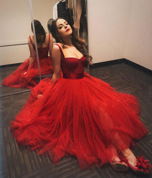 Red Prom Dresses Tulle Evening Dress, Sweetheart Homecoming Dresses TD2210