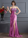 Sheath/Column Sweetheart Sleeveless Beading Long Elastic Satin Dress LX2518